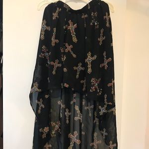 High low cross skirt